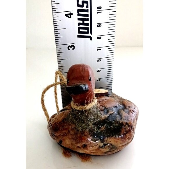 Rustic Duck Bird Decoy Figure Small Country Angels Cottage Decor Rock Form - Picture 6 of 11